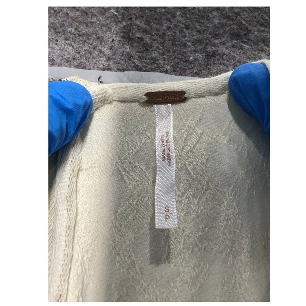 Free People Ivory Cotton Mesh Plunge Mini Dress – Size S - Picture 6 of 6